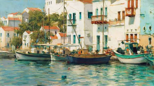 Dmitri Danish Limited Edition Giclee - Grecian Harbor