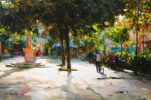 Dmitri Danish Original Oil - Square in Forto Dei Marmi