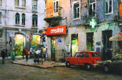 Dmitri Danish Original Oil - Street In Lisbon