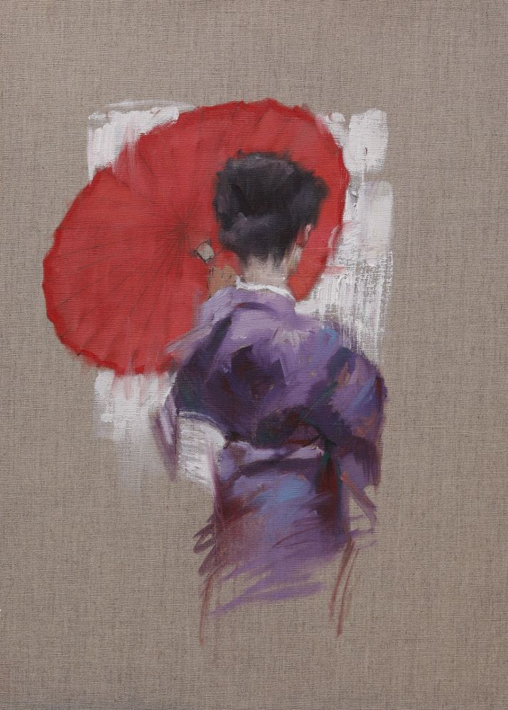 Henry Asencio - Red Umbrella, Linen