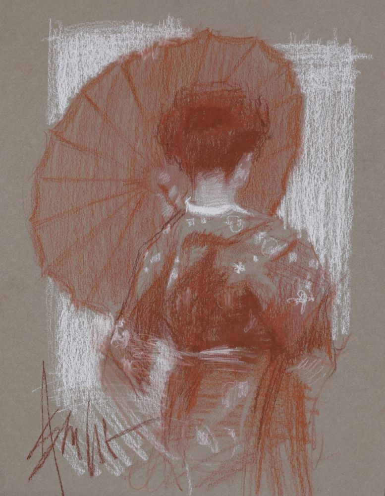 Henry Asencio - Red Umbrella, Paper