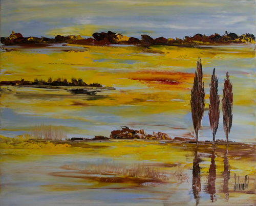 JalinePol's Original Oils on Canvas - The Pond Is A Solitary Poem