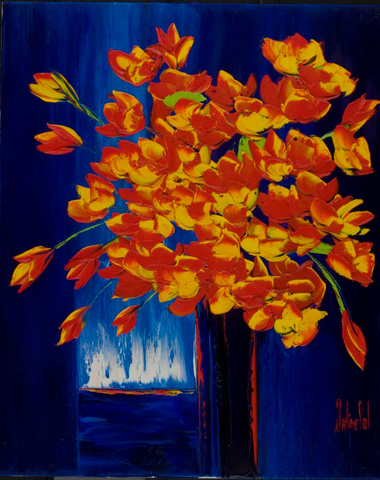 JalinePol's Original Oils on Canvas - Touching Collection Of Flowers