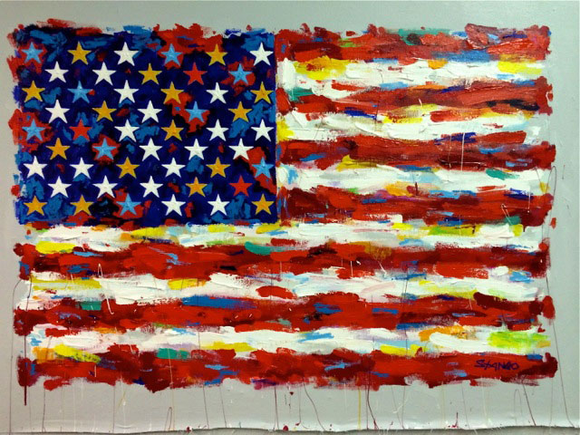 John Stango - Flag Drip Painting