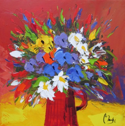 Louis Magre - Bouquet on Red