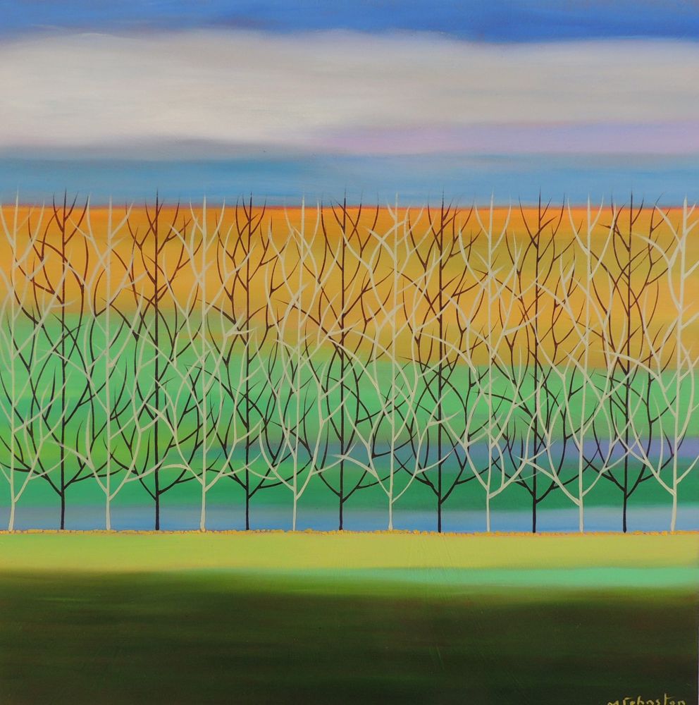 Mary Johnston - Trees in Ochre and Green