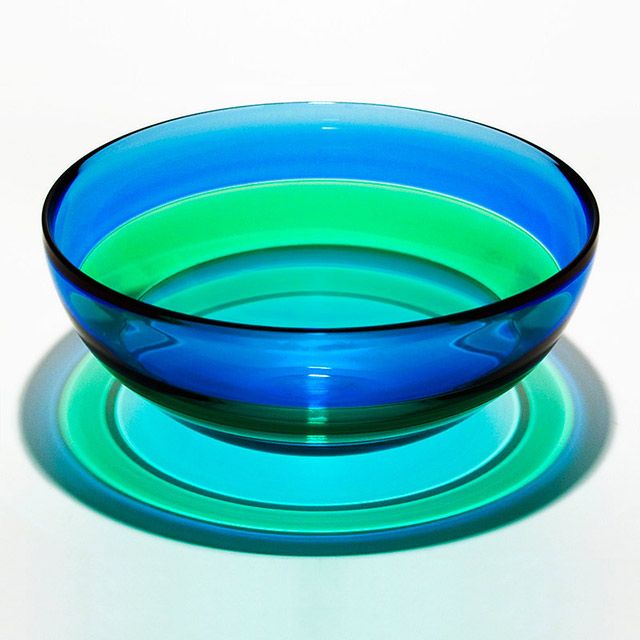 Michael Trimpol - Transparent Banded Bowl in Blue Green Lagoon