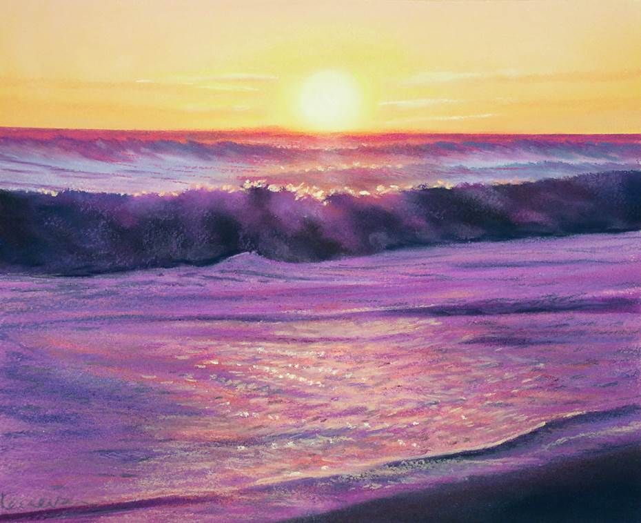Simon Kenevan - Big Seas at Sunrise, pastel