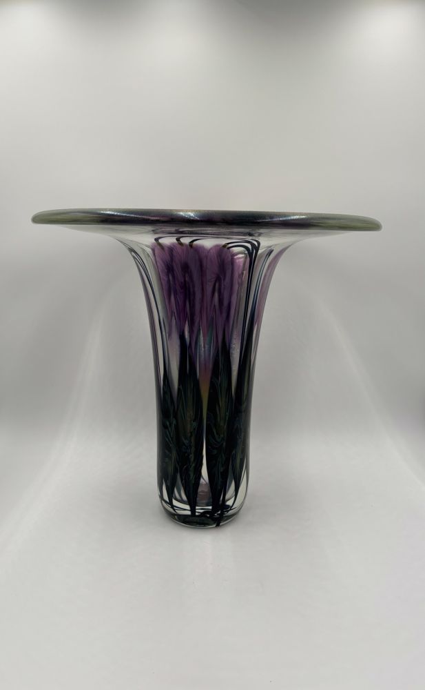 Tim Lotton - Verre de Soie Vase with Purple Bleeding Hearts